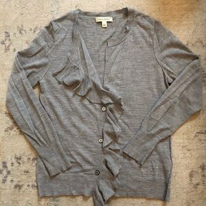 Banana Republic Gray Ruffled front wool blend Cardigan